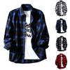 Herrenblusen Revershemd Langarm Karierte T-Shirts Lockeres Hemd Mit Mantel Button-Down Freizeithemden Übergröße Modische Oberteile