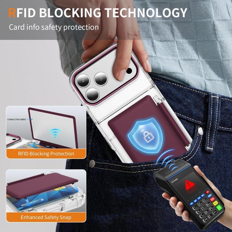 18pro Dual Card Slot Transparent Holder Case for iPhone 18 Pro Max 15 17 Pro 16 12 13 11 Shockproof Wallet Slot Shell Hard Cover