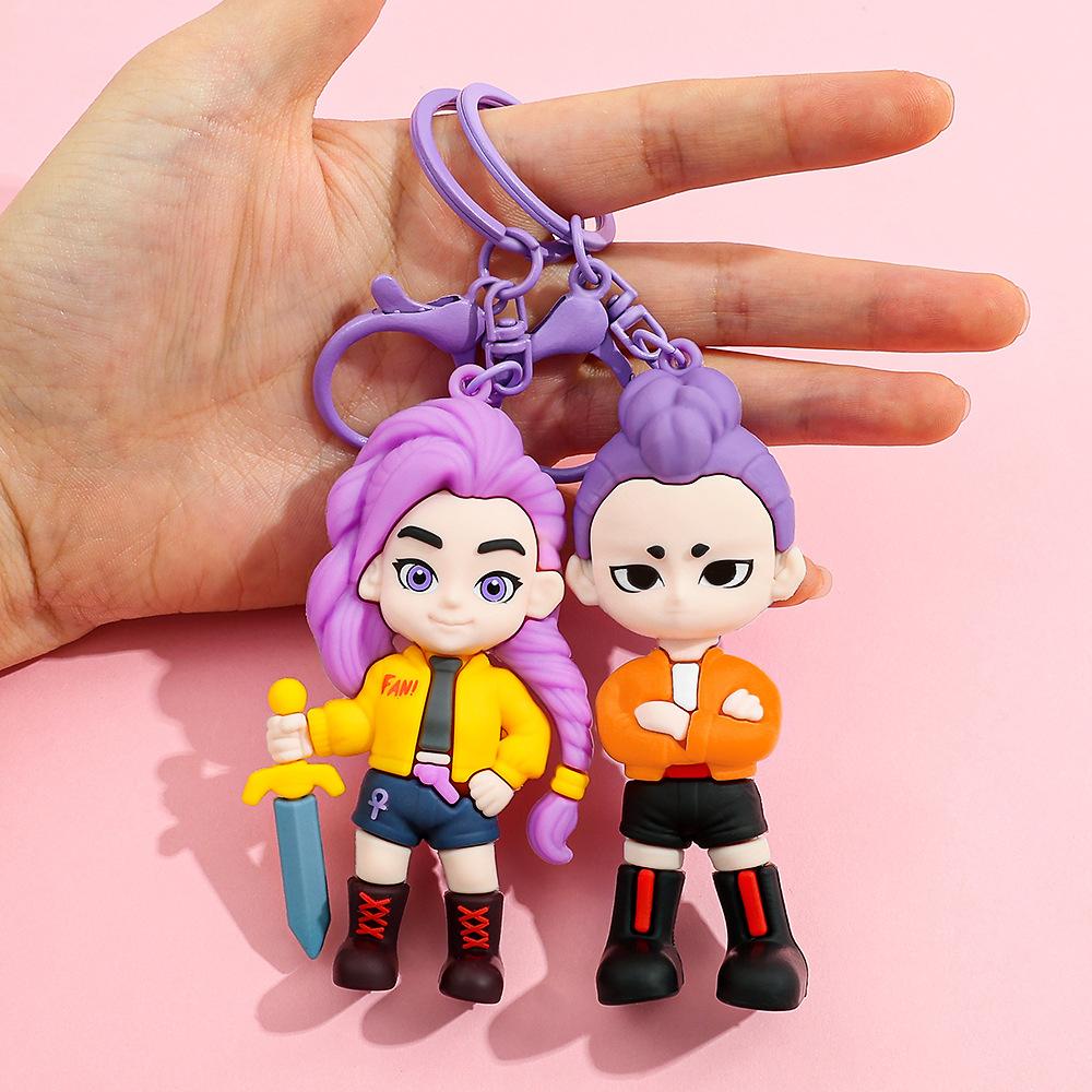 New KPOP Demon Hunters Keychain, Tiger Character PVC Figure Keychain, Cute Harajuku Style Key Ring for Kids & Fans Halloween