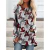 Christmas Gift 3D Printed Long Sleeved T-shirt for Women, Fashionable New Year Round Neck Top