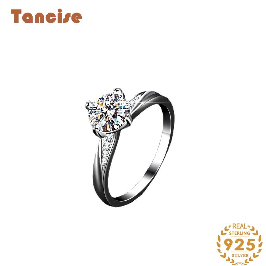 Tancise Classic Moissanite Silver Ring Ladies Jewelry Wedding Promise Party Gift_voghion.com