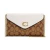 Tammie 21 Classic Color Block Chain Strap Coated Canvas Pebble Leather Crossbody Bag Small Women Crossbody Bag Khaki White C7301-IMDJ8