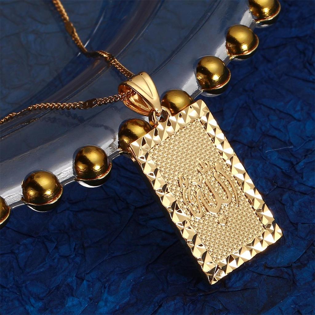 Gold Color Islamic Allah Pendant Charms Choker Necklace Religious Muslim Jewelry