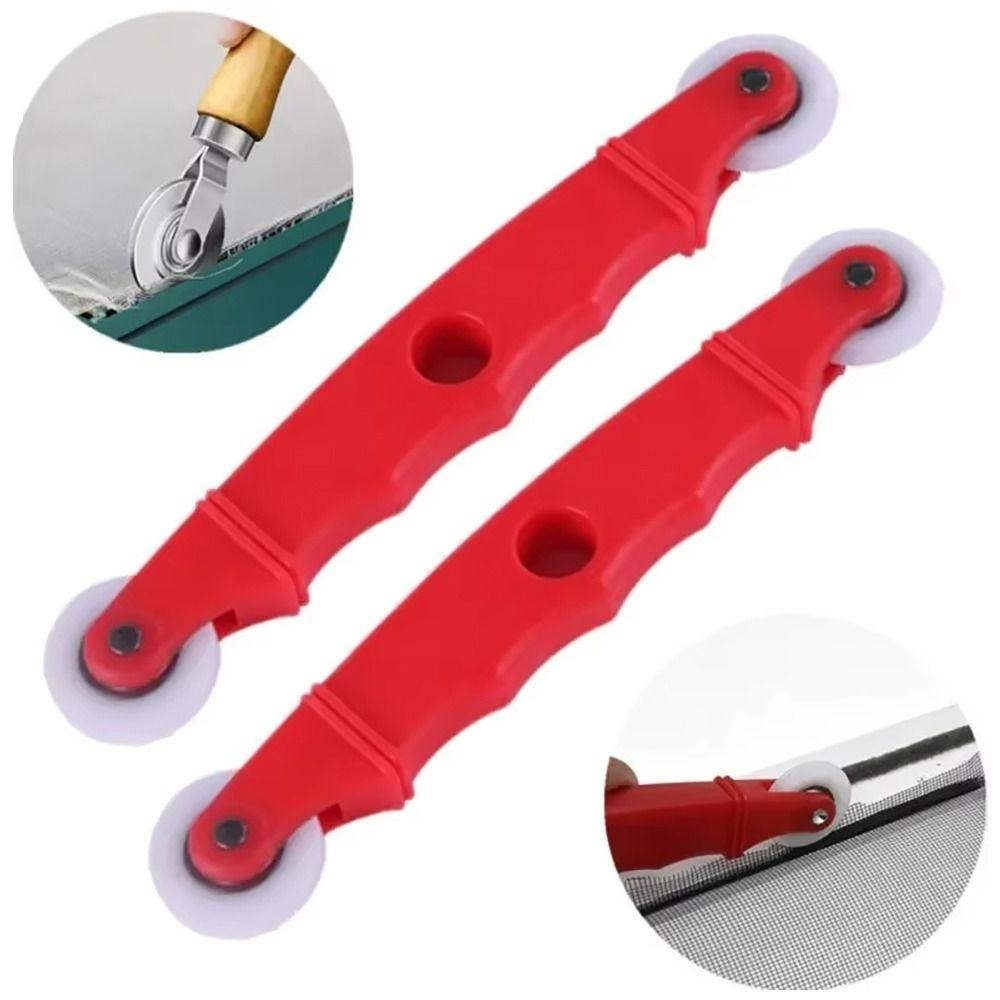 1Pcs Hand Crank Nylon Screen Rolling Tool Double Head Red Screen Spline Repair Roller Plastic Hand Spline Roller