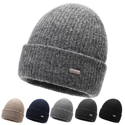Knitted Hat Men Autumn Winter Warm Wool Hat Big Head Hat