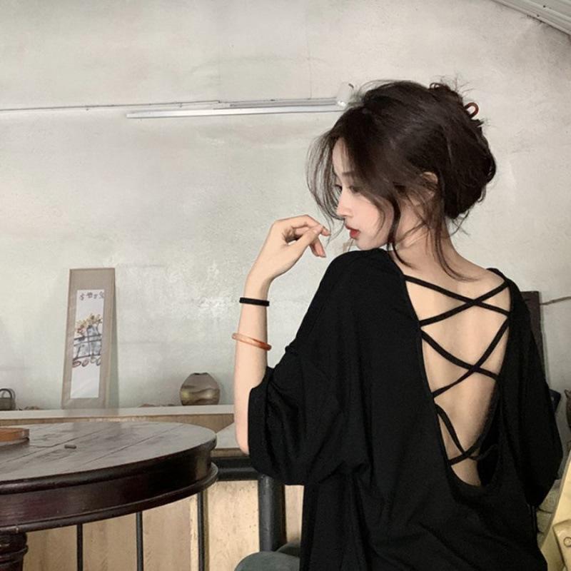 

Chic Backless Short-Sleeve Women s Casual Summer Top Large