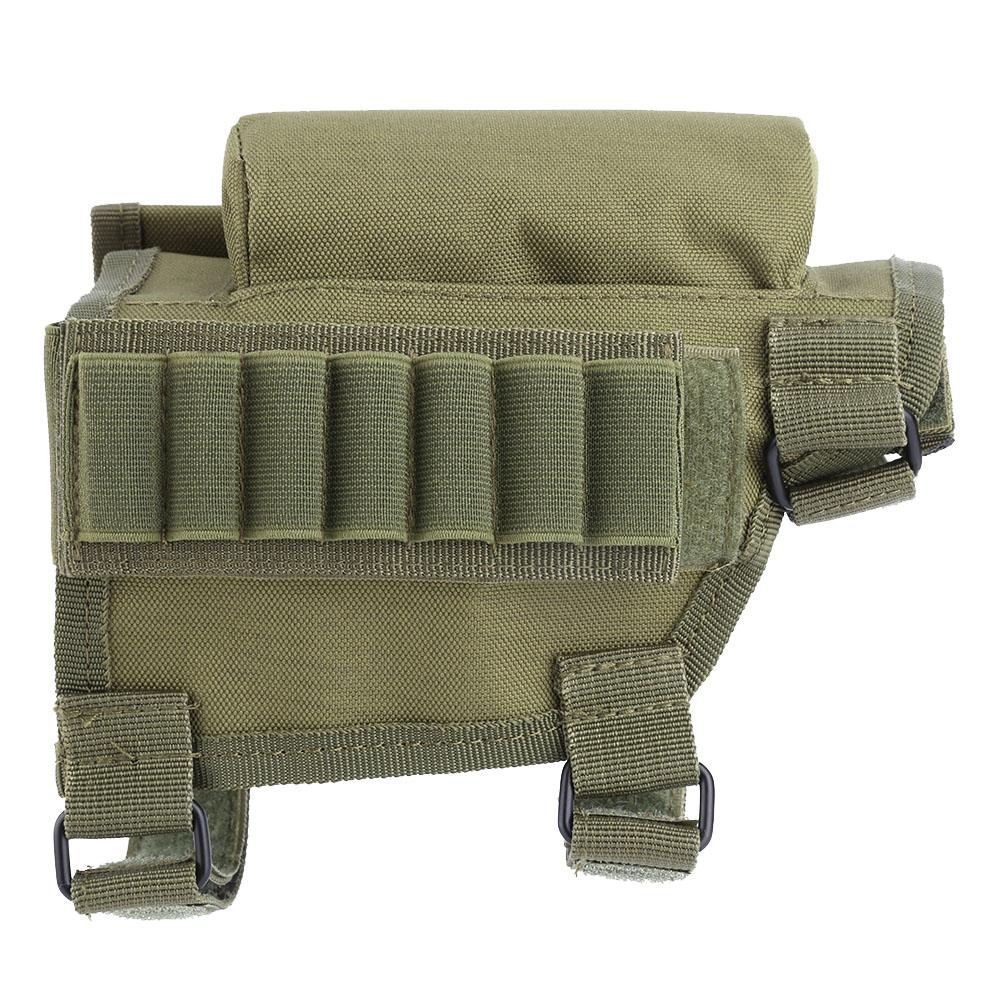 Nylon Butt Stock Rifle Ammo Pouch Shotgun Holder Cheek Rest (Army Green)