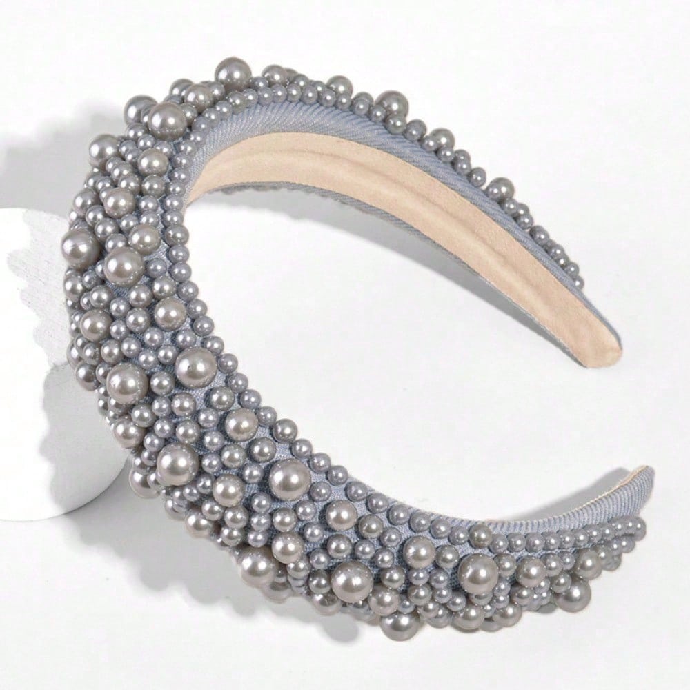 European and American Thick Simualtion Pearl Headband Pressure Hair Wide Edge Headband Handmade Hair Accessories