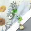 Handmade Cat Phone Chain Charm Fairy Core Four Leaf Clover Beaded Keychain Cute Ceramics Cat Keychain Bag Key Ring