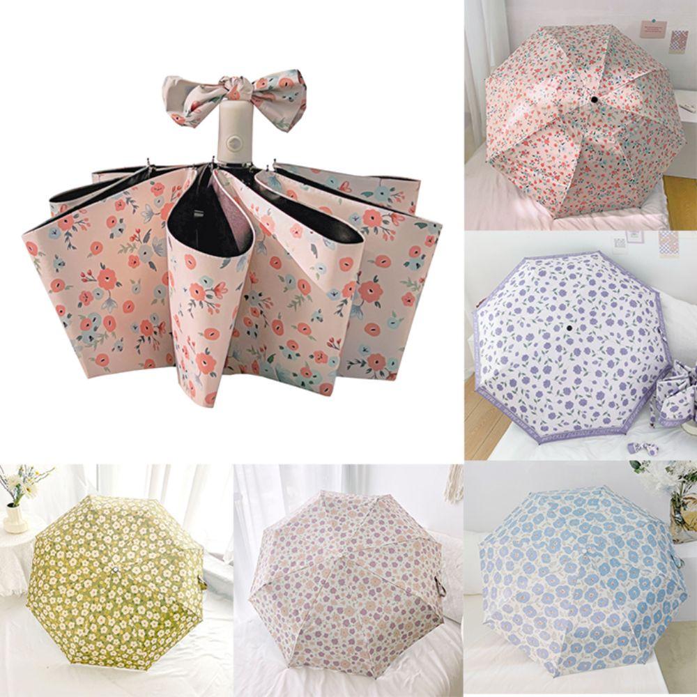

Fresh Floral Print Sun Rain Umbrella Dual-purpose Foldable Umbrella Travel Accessoreis фіолетовий/рожевий