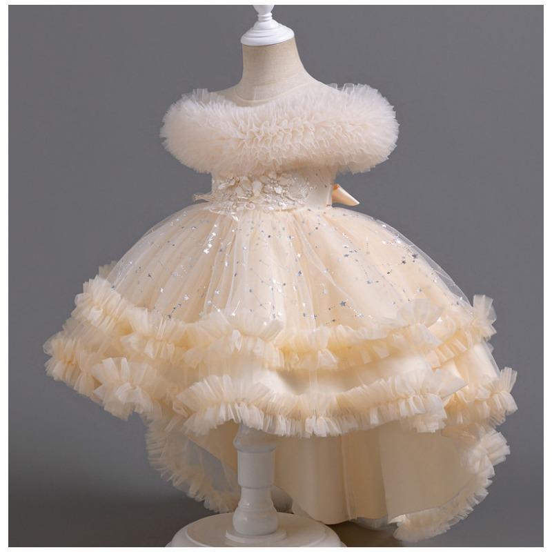 Girls Puffy Princess Dress Flower Girl Wedding Piano Performance Formal Dress