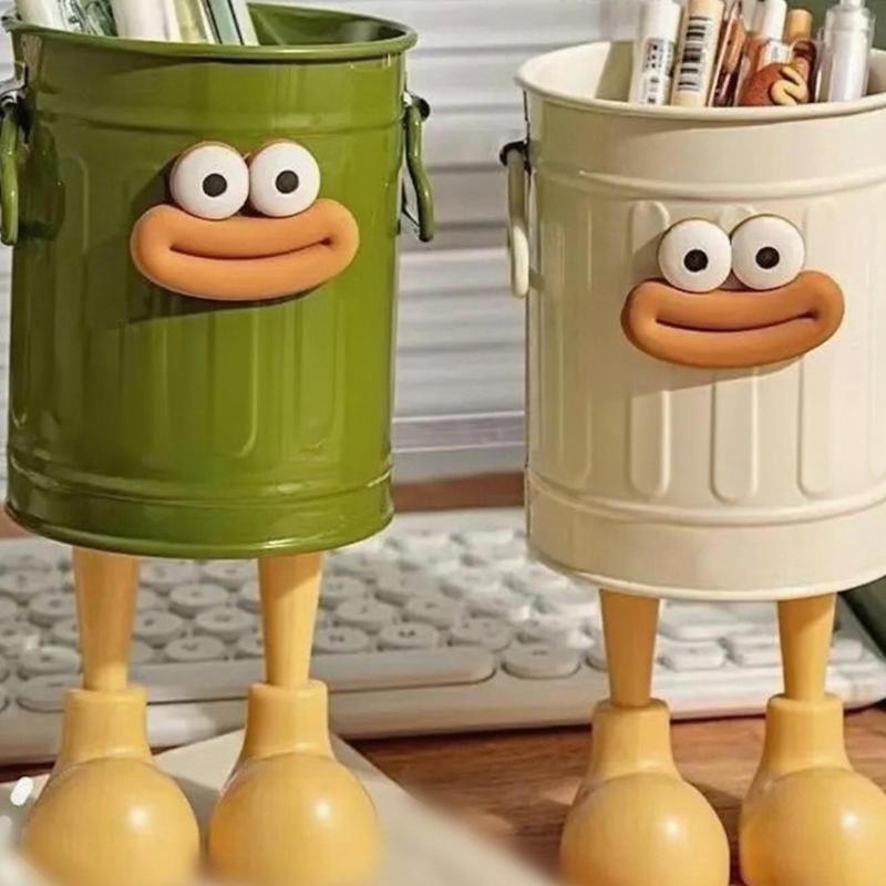2Pcs Cartoon Pen Cup Multipurpose Desk Pen Organiser Case Makeup Brush Storage Container Office Desk Accessories