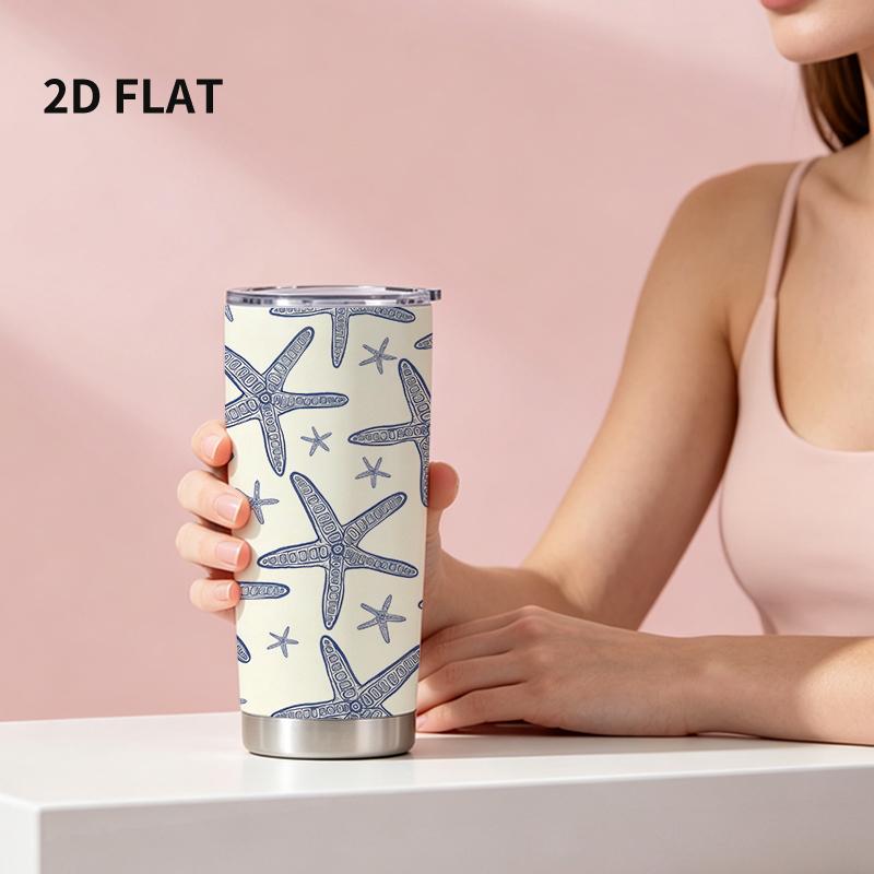 Car Tumbler 591ml Vintage Ocean Starfish Element Straw Cup coffee tumbler insulated travel cup stainless steel tumbler 20oz tumbler Car Tumbler 591ml