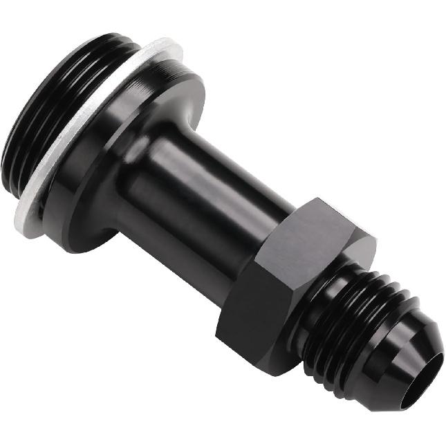 6AN Male Flare To 7/8-20 Carb Carburetor Inlet Fitting Adapter 2 Inch Long Aluminum Black