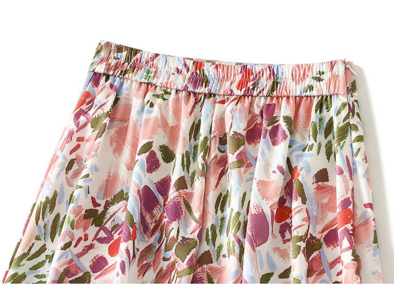 Women's Slimming Satin Print Elastic Waist Midi Skirt - New Summer Arrival