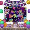 Cheereveal Rainbow Cheetah Birthday Decorations for Boys Girls - Leopard Print Happy Birthday Backdrop, Cheetah Wild Cake Cupcake Toppers, Jungle