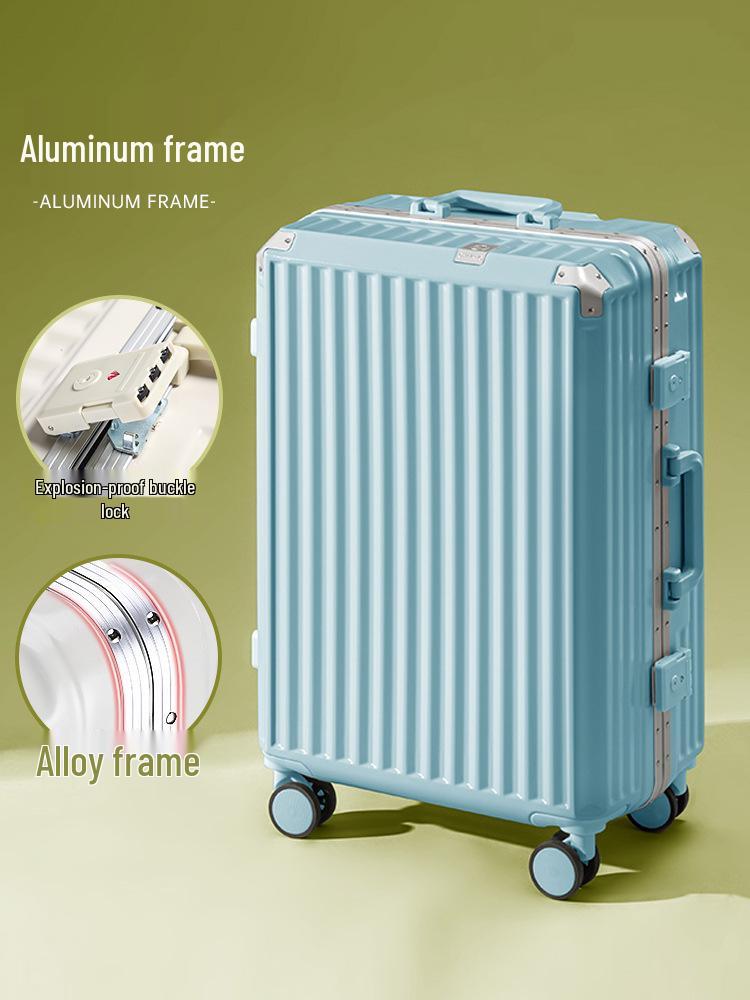Aluminum Frame Suitcase with Silent Wheels - Wear-Resistant, 24-Inch Boarding Luggage for Students and Travelers