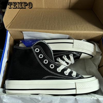 Retro boty Dámské vysoké černé plátěné boty na šněrování a prodyšné trendy letní šněrovací ležérní boty