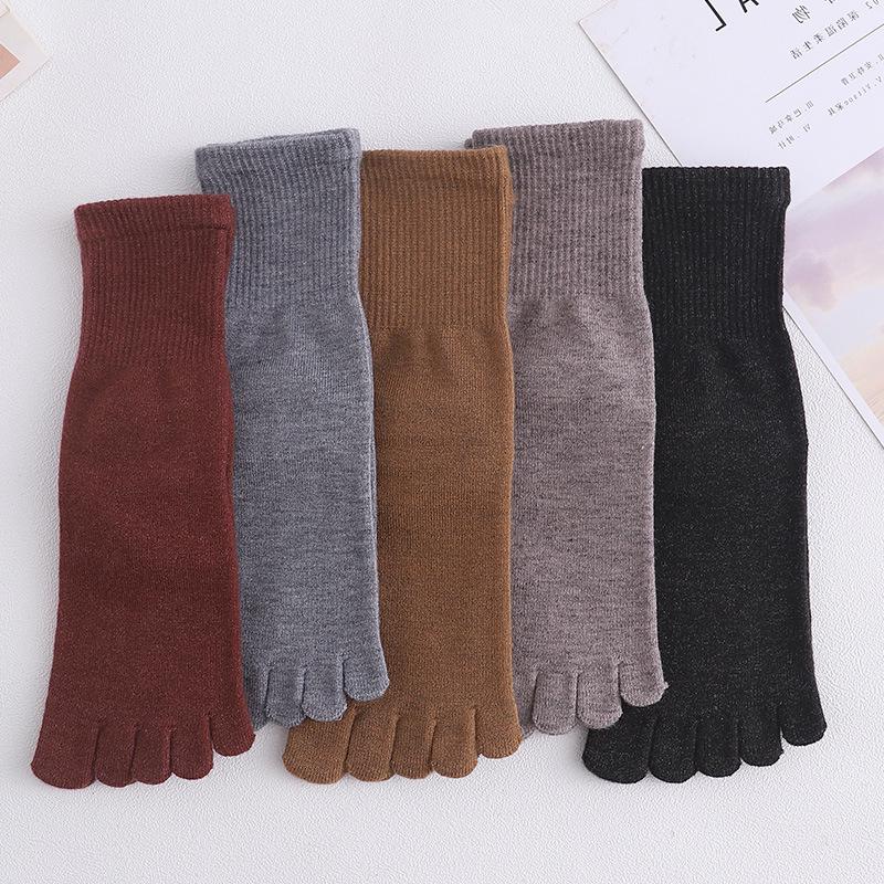 Women's Cashmere Five-Toe Socks - Thick, Warm, and Sweat-Absorbent for Autumn and Winter