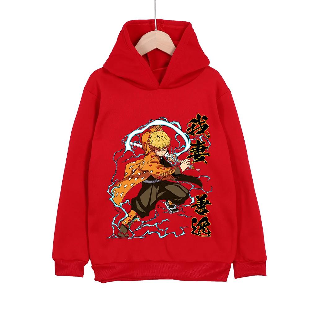 Demon Slayer Zenitsu Agatsuma Kids Hoodie Anime Graphic Print Boys Girls Casual Pullover Sweatshirt