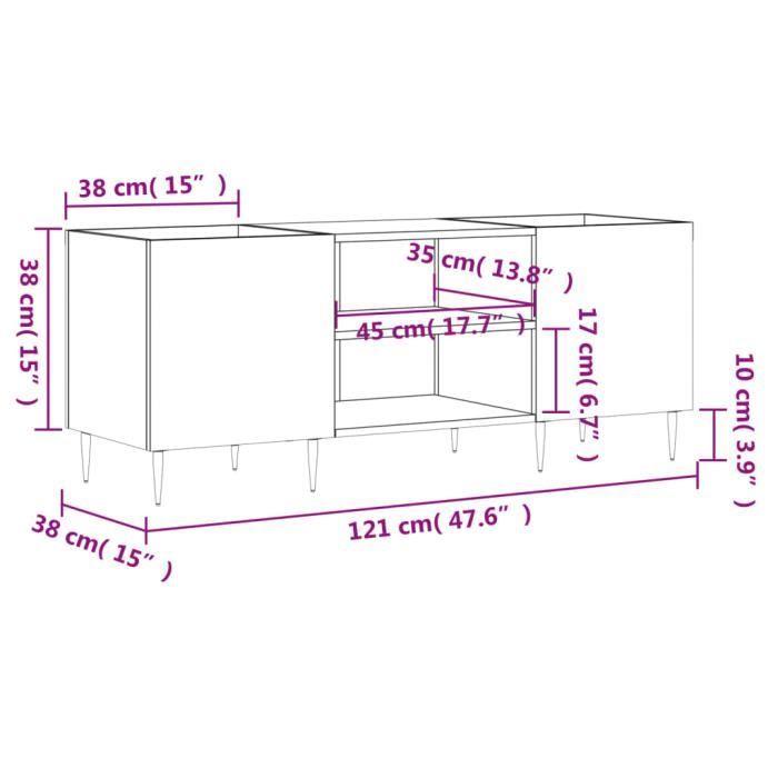 VidaXL Armoire à disques blanc 121x38x48 cm bois d'ingénierie 831668