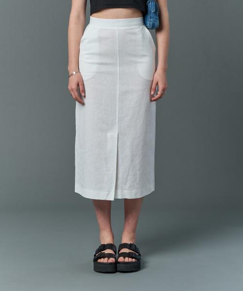 Sitipabjeu [Cp] Linen Cooling Front Slit Long Skirt [White] Summer Long Skirt Ver.