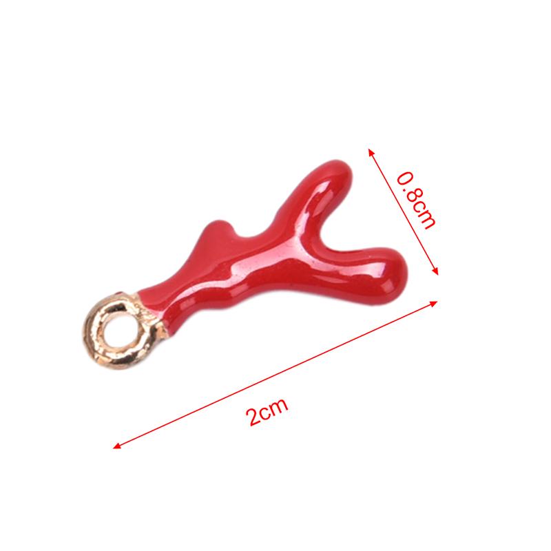 10Pcs Alloy Enamel Antler Shaped Charms Pendant Jewelry Making Craft Accessory