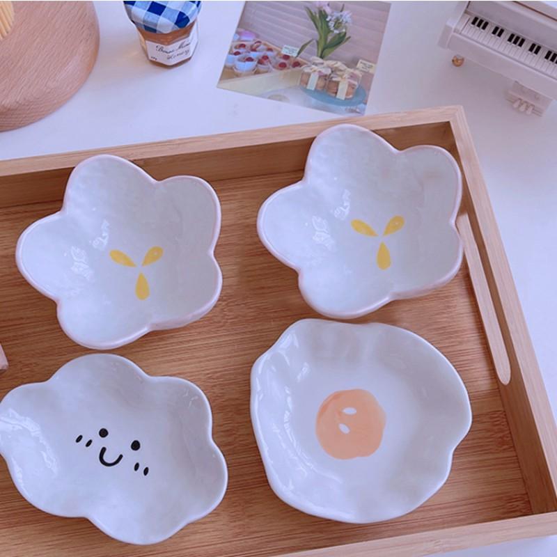 Ceramic Condiment Dish Set Cute Cartoon Small Sauce Kitchen Dining Salad Vinegar Soy