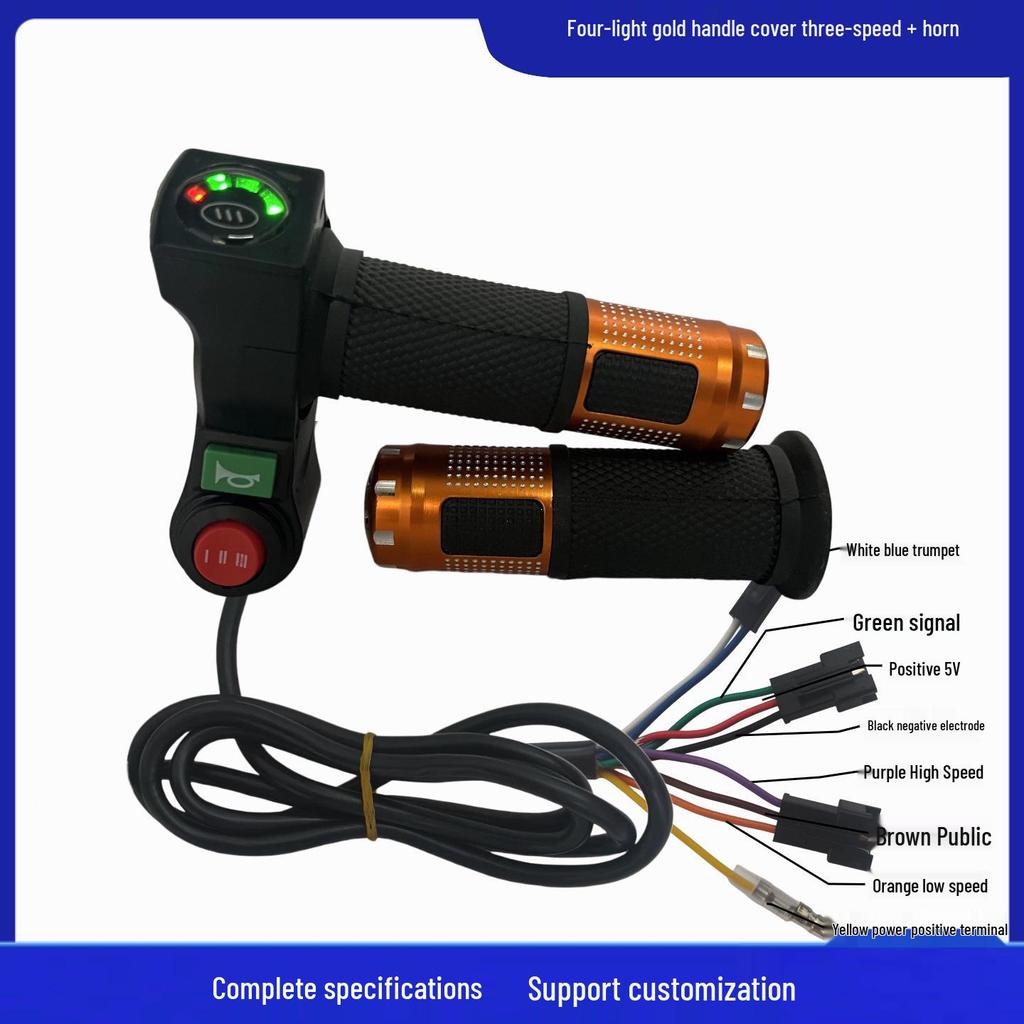 Elektrofahrzeug Gasgriff mit Vier-Lampen-Anzeige, Dreigang-Steuerung, Hupe und Spannungsanzeige