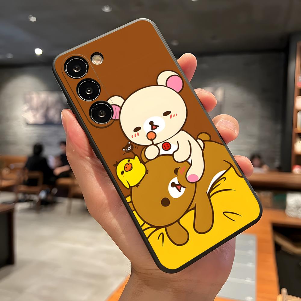 Cute R-RilakkumaS Phone Case For Samsung A56 A36 A26 A16 A15 A25 A35 A55 A14 A34 A24 A54 Black Soft Shell