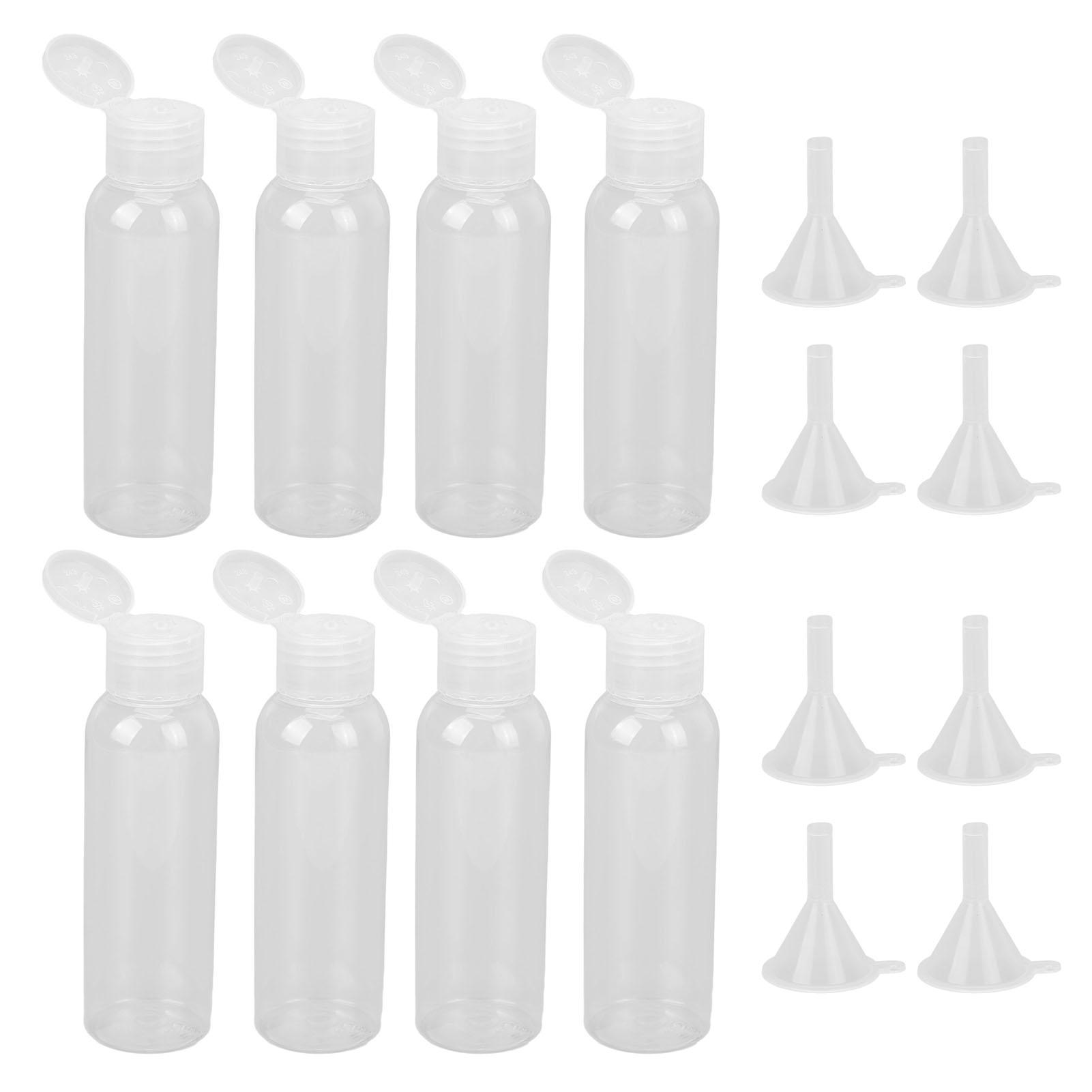 8 шт. Косметические дорожные бутылочки Прозрачные пустые пластиковые мини-контейнеры для косметики с 8 воронками для духов, лосьона 100 мл