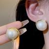 Large Retro 925 Pearl Earrings with Niche Ear Buckles for Women