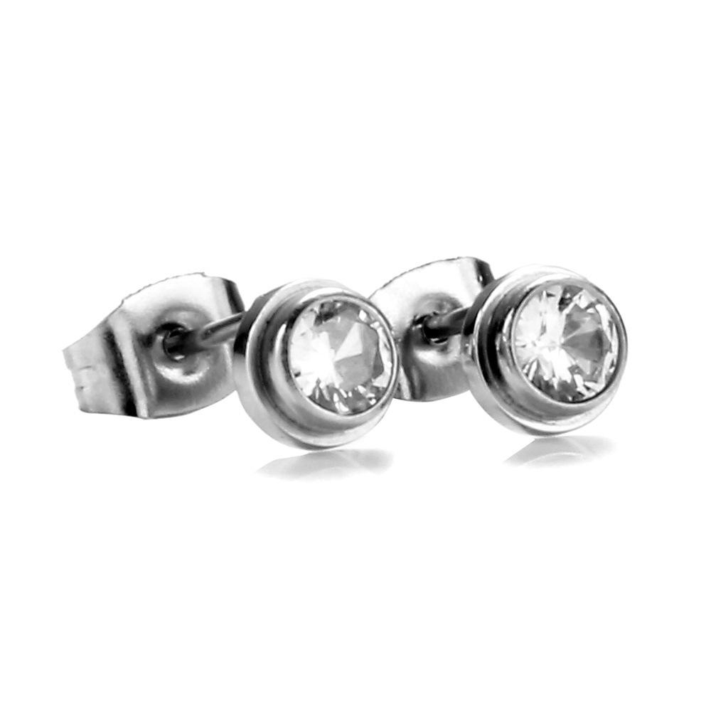 6MM Rose Gold Zircon Earrings: European & American Cross-Border Fashion, Titanium & Stainless Steel, Simple Design