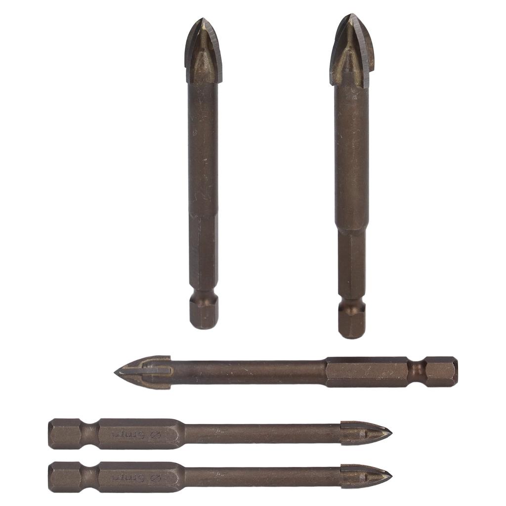 5Pcs Cross Tile Drill Bit Carbide Hex Shank Drills Bits Concrete Hole Opener for Glass Ceramic