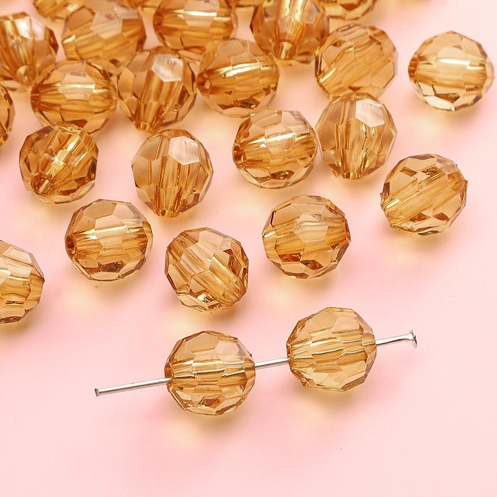 Handmade Beads Diamond-shaped Faceted Beads Acrylic Transparent Irregular Faceted Round Beads Beads DIY Bracelet Cell Phone Chain Jewelry Loose Beads