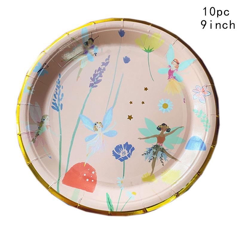 10Guests Fairy Party Disposable Tableware Butterfly Princess Plates Cups Napkins Girls Happy Spirit Theme Birthday Party Decor