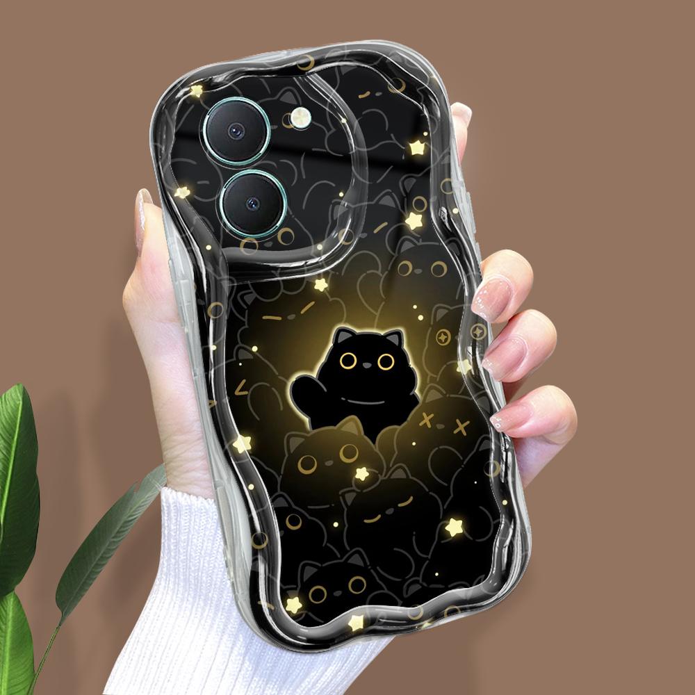 Cute Cartoon Pattern Cream Texture Casing Wavy Edge Soft Silicone Cover Phone Case for Vivo