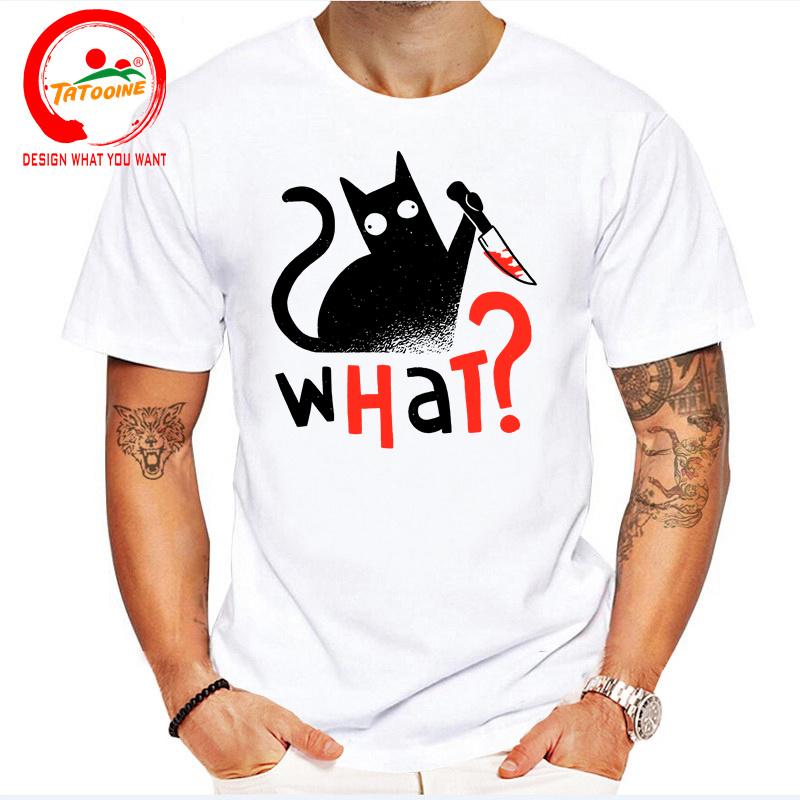Novelty Murder Cat Bloody Knife What T Shirt Unisex Funny Humor Black Cats Tshirt Boys Fashion Casual Tee Shirt Summer Clothing