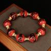 Vintage Red Frog Skin Glass Bead Earrings & Retro Bracelet Necklace Set