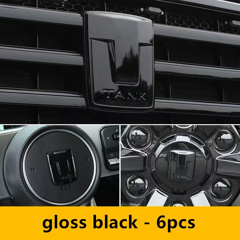 Car 3D ABS Sticker Front Emblem Badge Decals Black Badge Logo Emblem Cover Fit For Great Wall GWM TANK 300 2021-2025