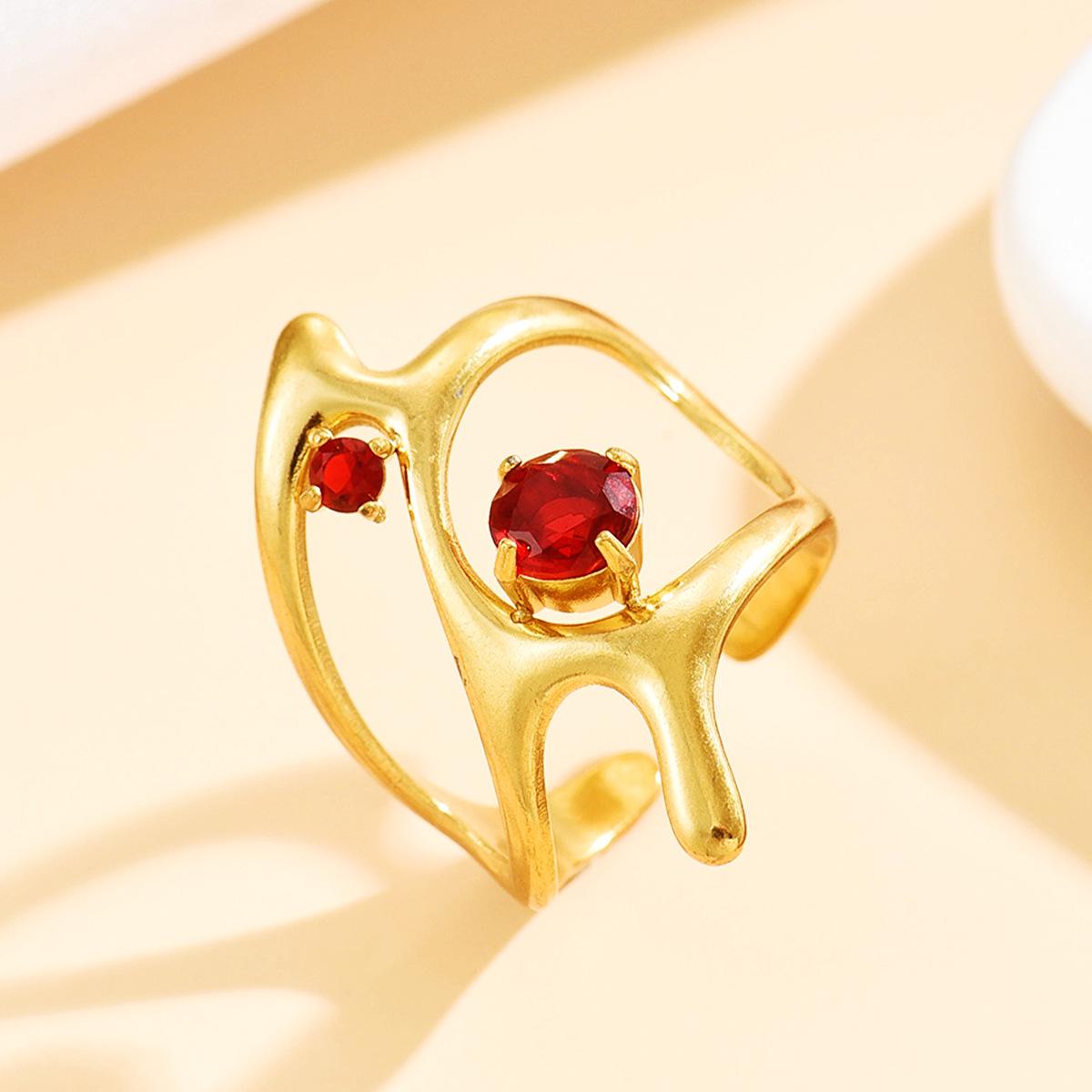 Baroque Geometric Zirconia Rhinestone Stainless Steel Ring