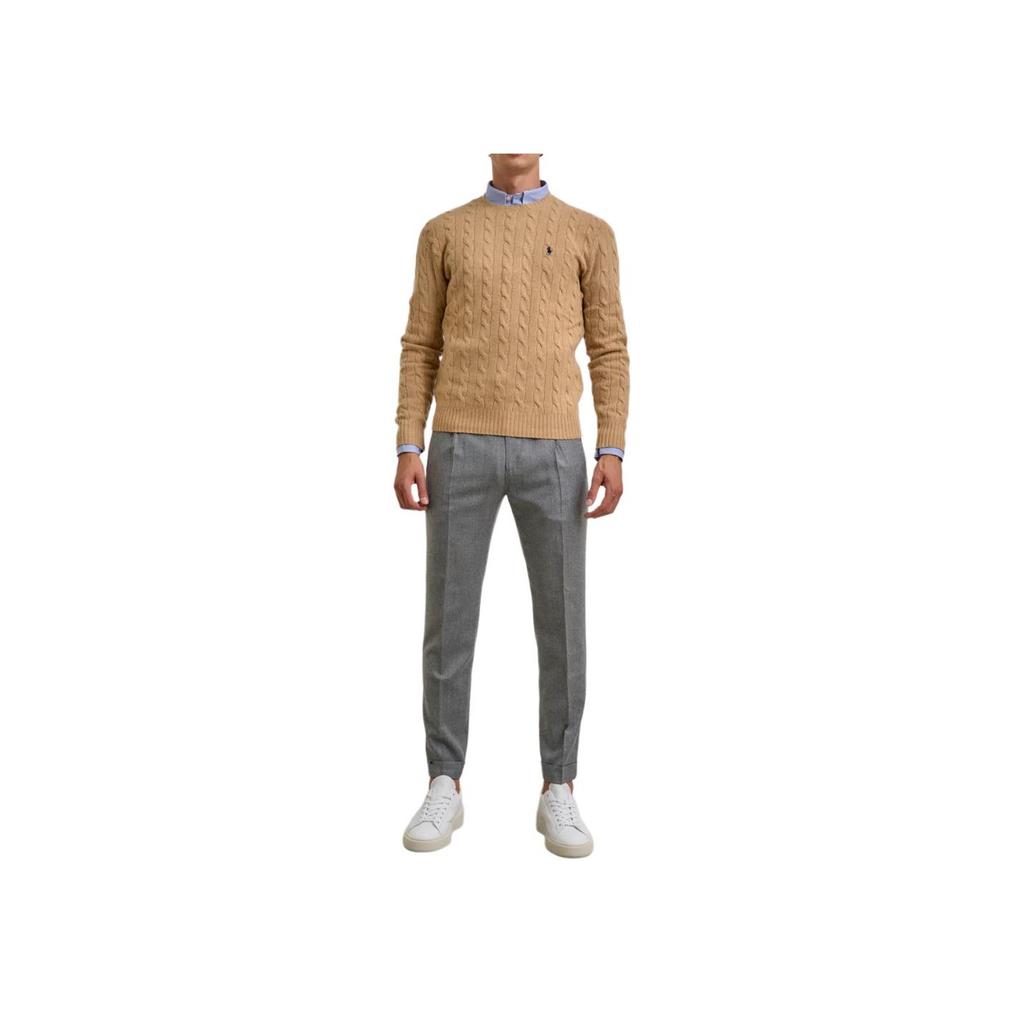 Polo Ralph Lauren Solid Color Long Sleeve Small Pony Embroidered Cable Knit Sweater Men Sweater Brown 710876762009