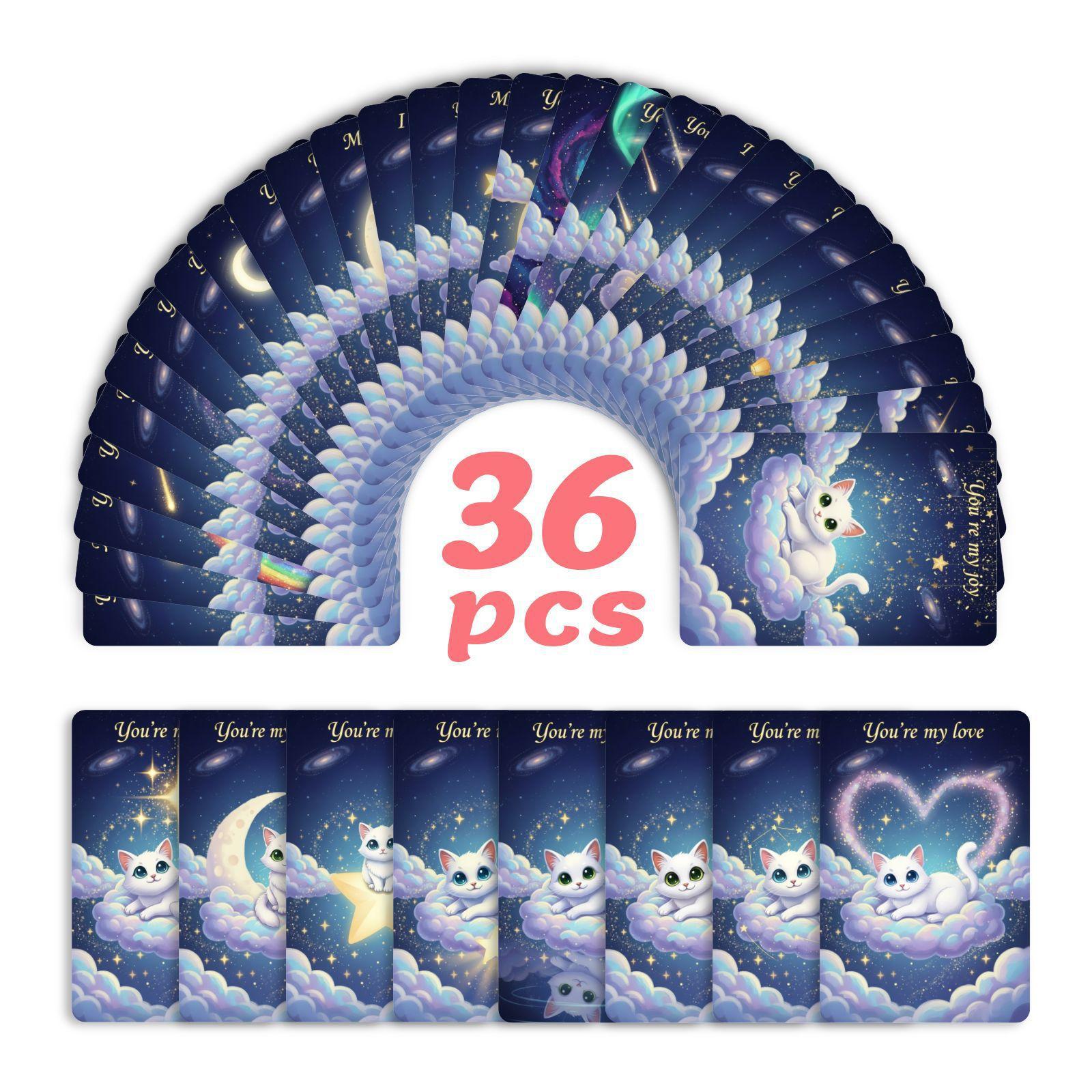 

Starry Sky Cute Cat Missing Confession Card 36 Dream Quotation Card Hand Account Material Decorative Postcard RXHB0087