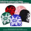 Unisex Jacquard Eye Flower Pattern Knitted Beanies Hat Fashionable Winter Warm Hiphop Bonnet Skull Hat for Men and Women