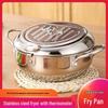 304 Stainless Steel Tempura Frying Pot with Double-Bottom, Oil-Saving, Temperature Control, and Thermometer for Gas and Induction Cookers