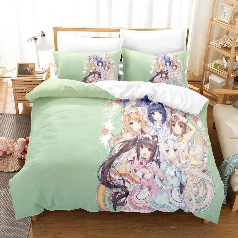 3D Print Anime Kawaii Girls Nekopara Bedding Collection Single Twin Full Queen King Size Bed Collection Aldult Kid Bedroom Duvet Cover Collections