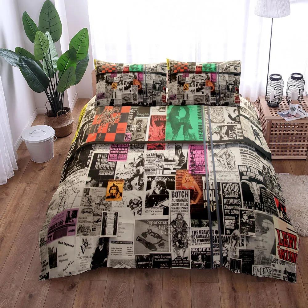 Retro 80s Punk Memory Duvet Cover Set King Queen Double Full Twin Single Size Bed Linen Set
