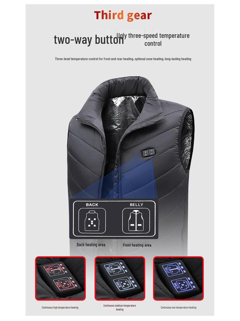 15-Zone Smart Heated Cotton Vest for Men and Women