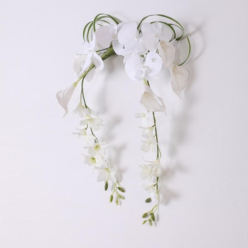 Artificial Silk Flower Bouquet for Bride with Realistic Looking Handheld Bouquet for Engagement Anniversaries Parties