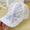 Damen Spitze Baseballkappe, Gestickte Florale Netz-Sonnenkappe, Sommer Atmungsaktive Koreanischer Stil UV-Schutz Kappe